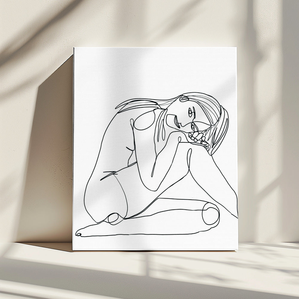 Lijntekening van vrouw | Canvas