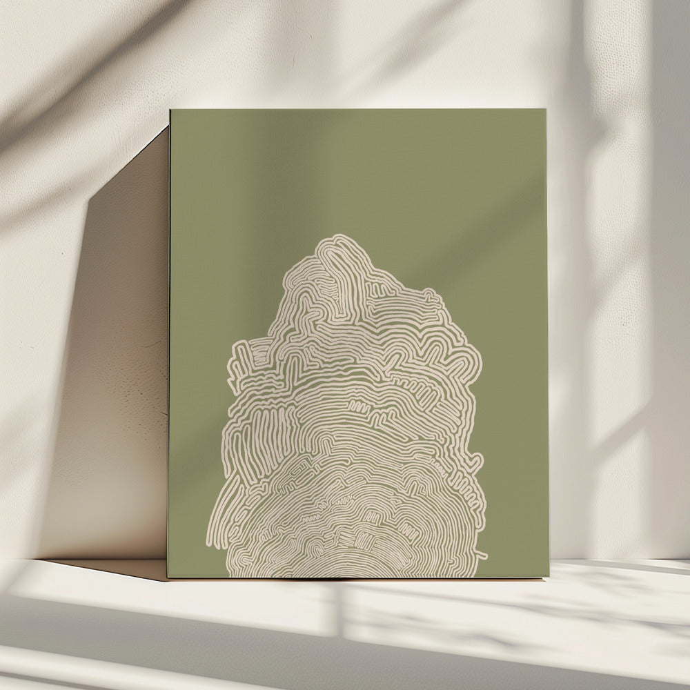 Lijntekening Groen Abstract | Canvas