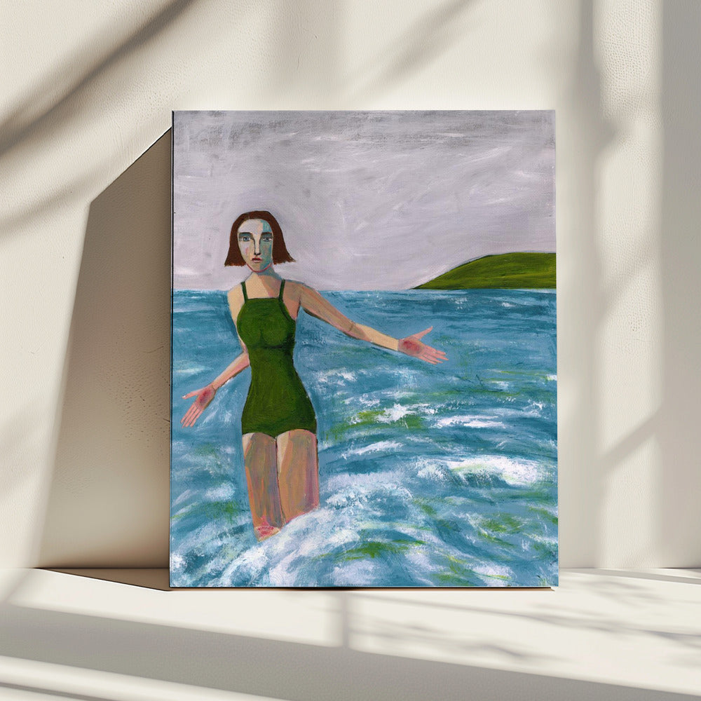Vrouw aan zee | Canvas