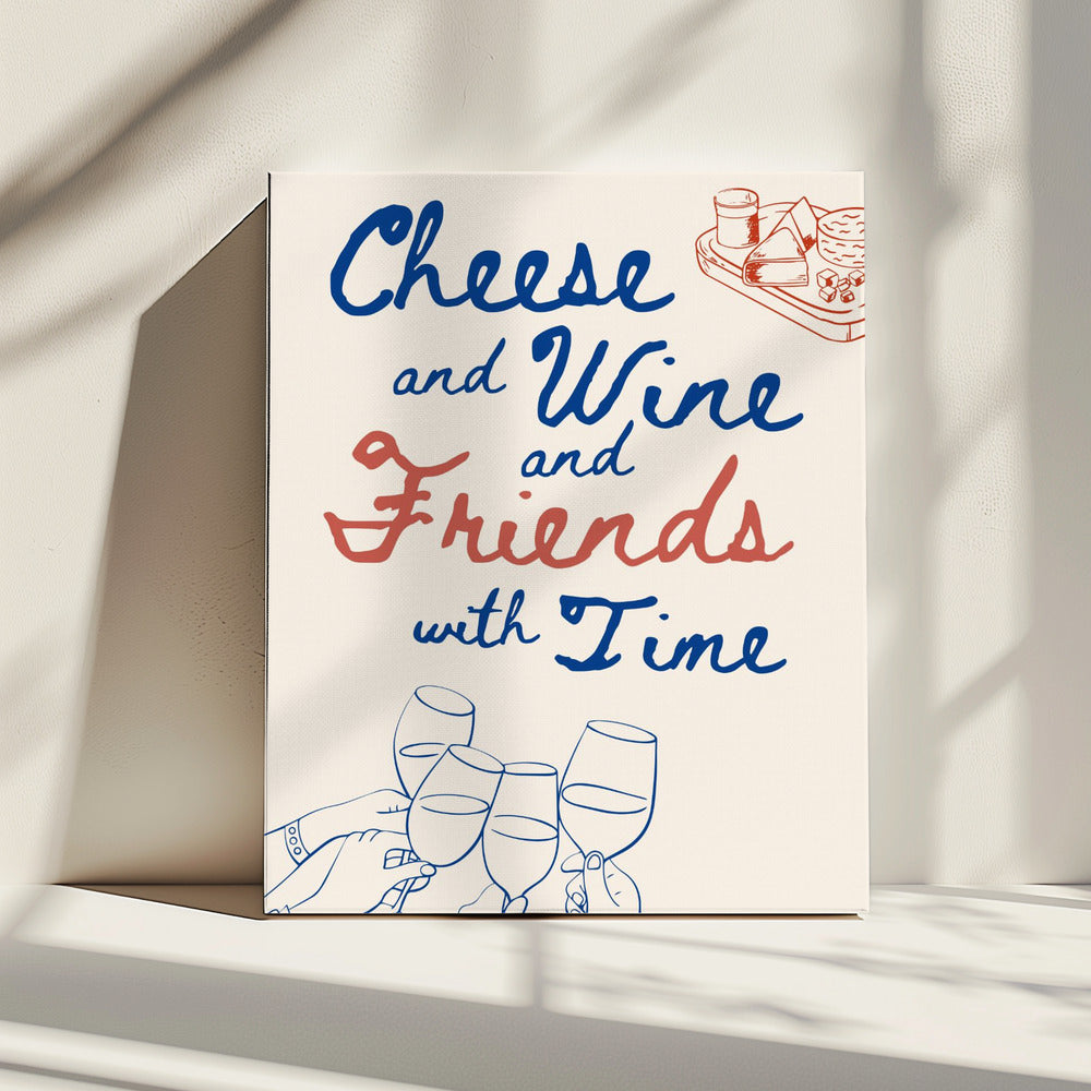 Kaas en wijn..., Tekst + Illustratie | Canvas