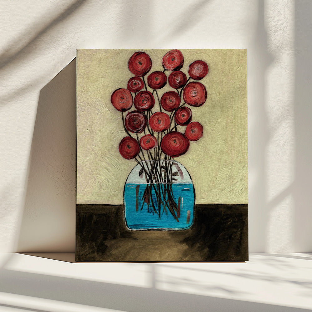 Klaprozen in vaas bruin | Canvas
