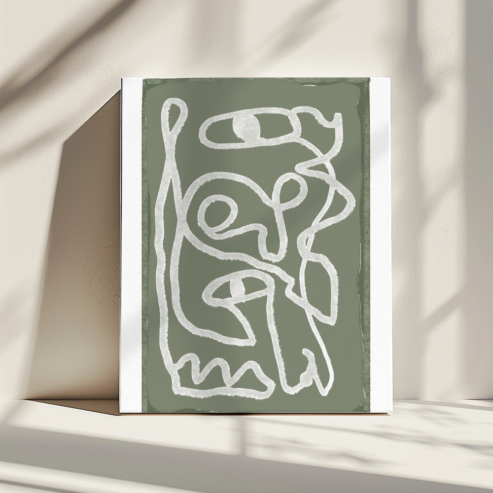 Groene abstracte lijnen | Canvas