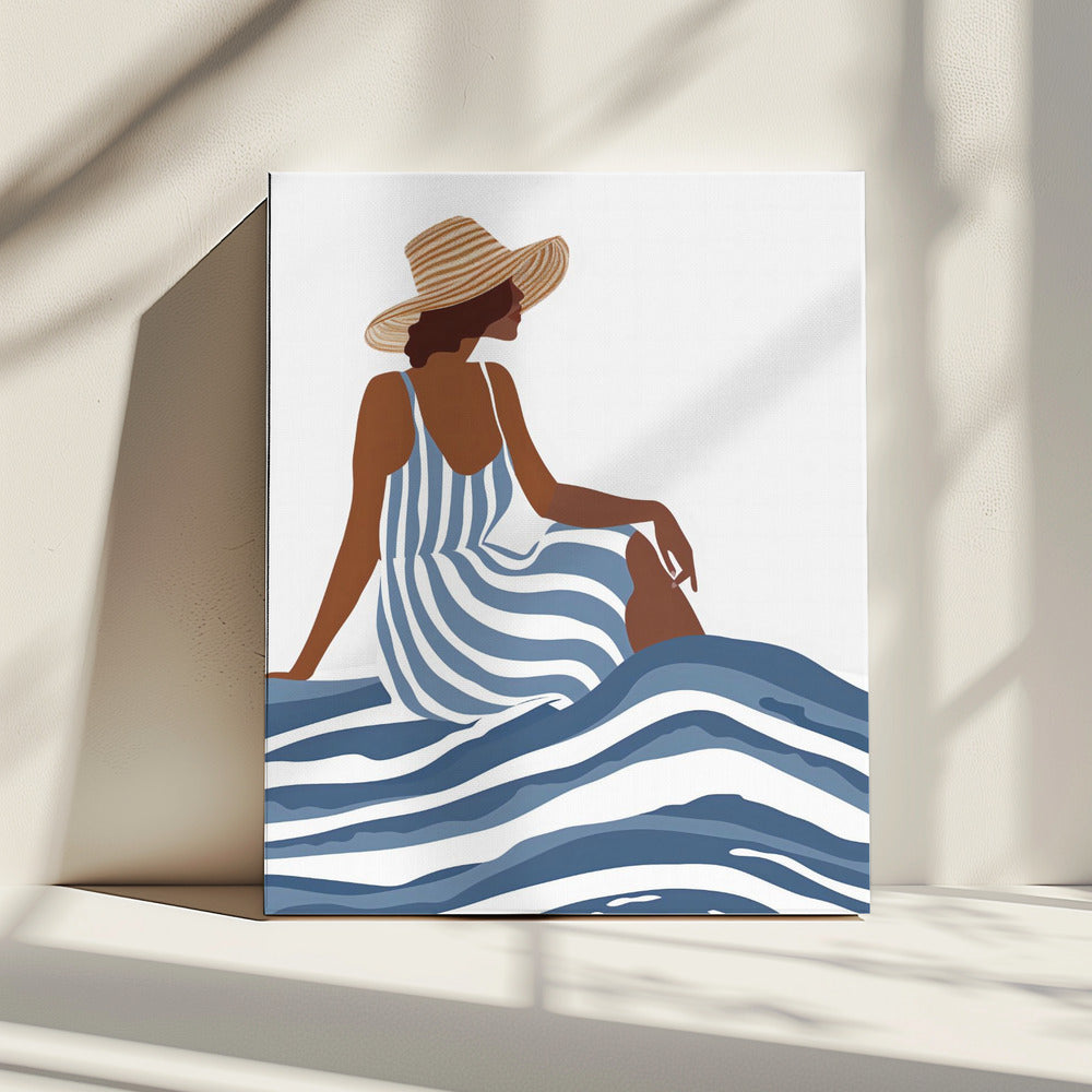 Het meisje in de gestreepte jurk | Canvas