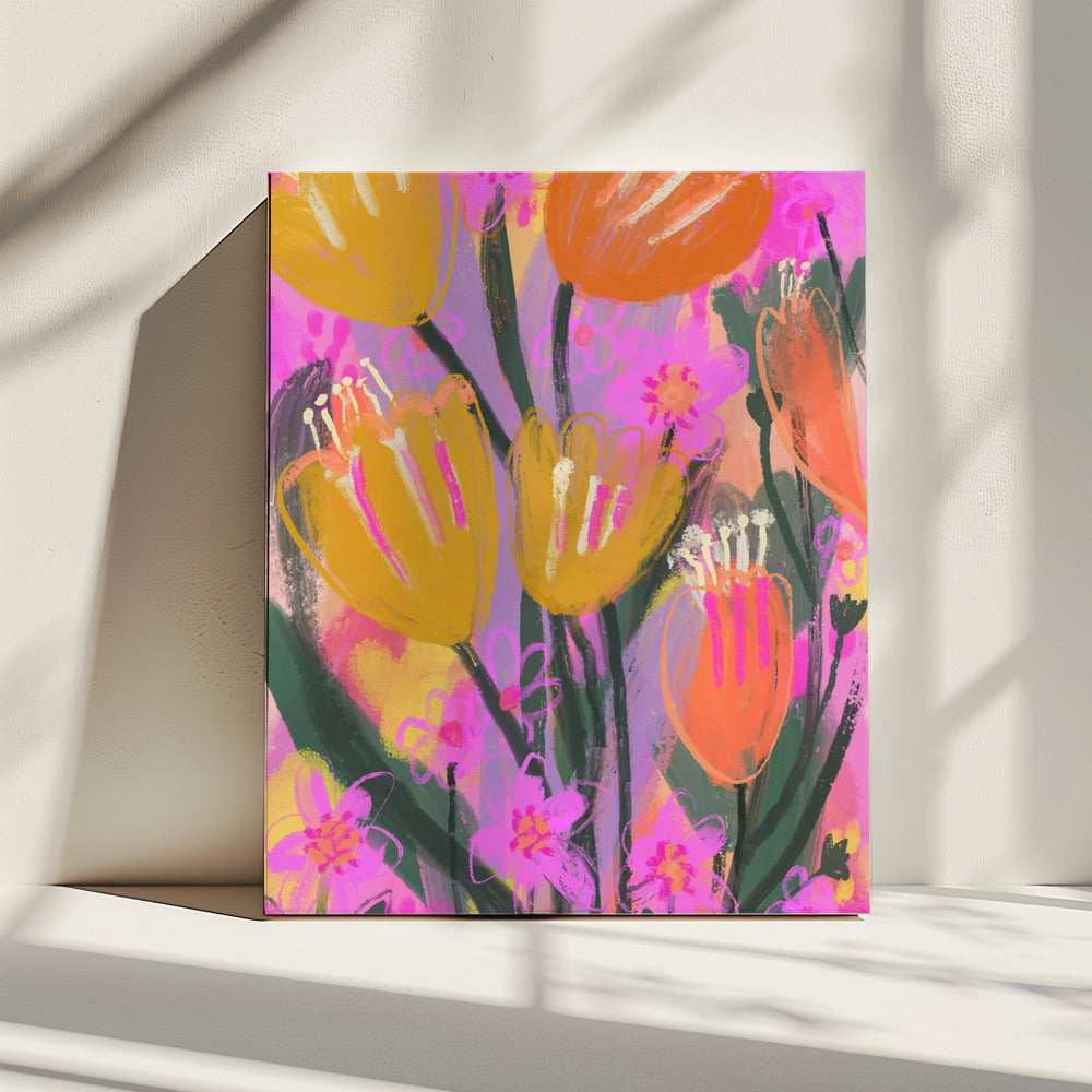 Levendige Bloemblaadjesdans | Canvas