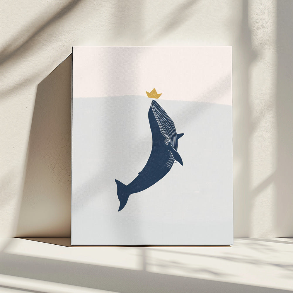 Blauwe vinvis zeilboot | Canvas