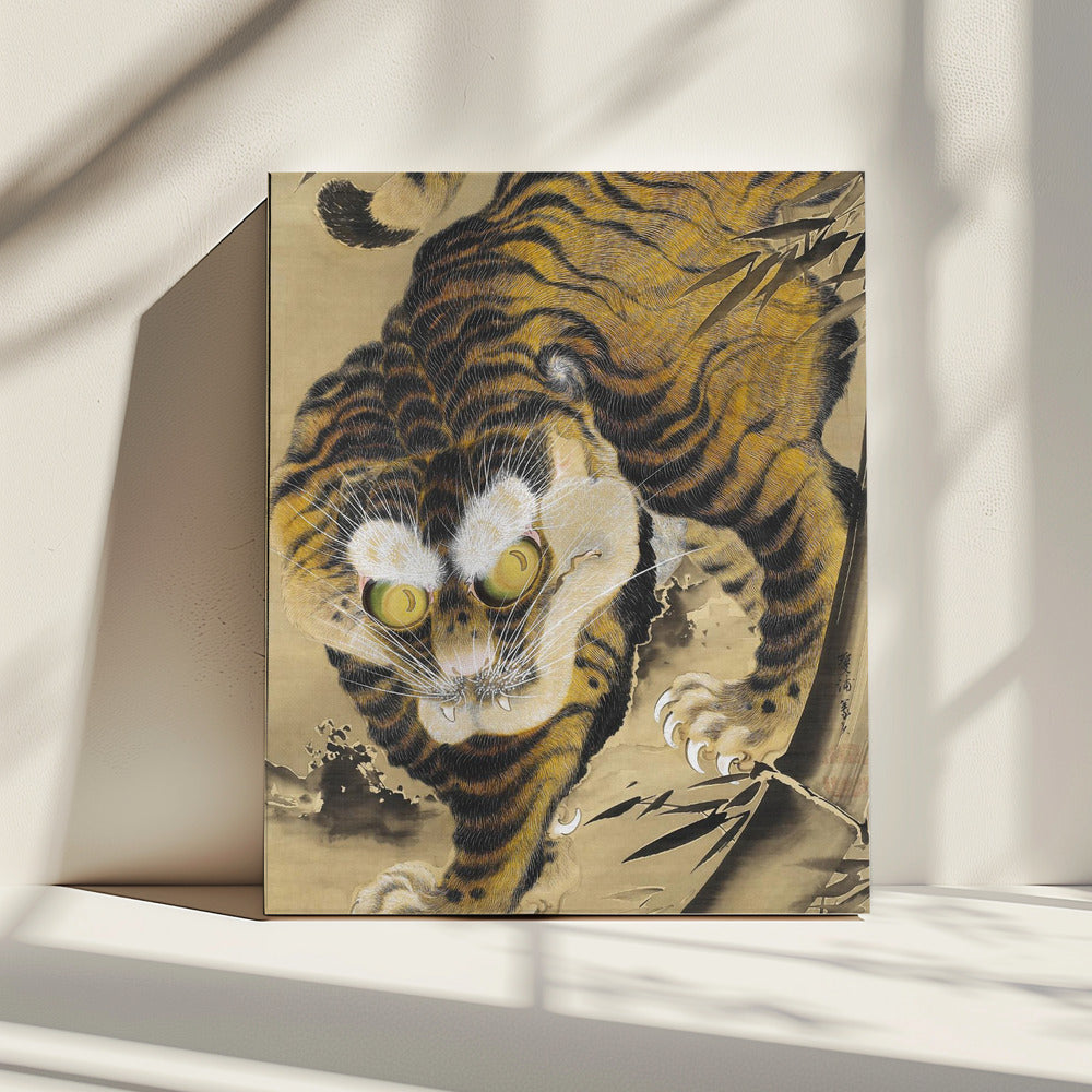 Tijger die uit bamboe tevoorschijn komt (18e eeuw) | Canvas