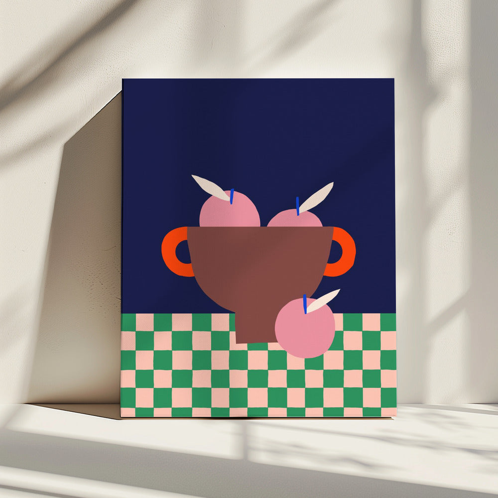 Fruitschaal met roze appels | Canvas