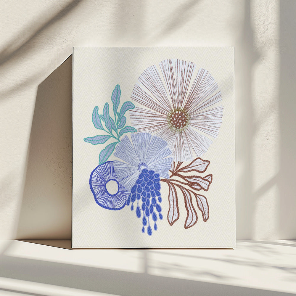 Koraal bloemen | Canvas