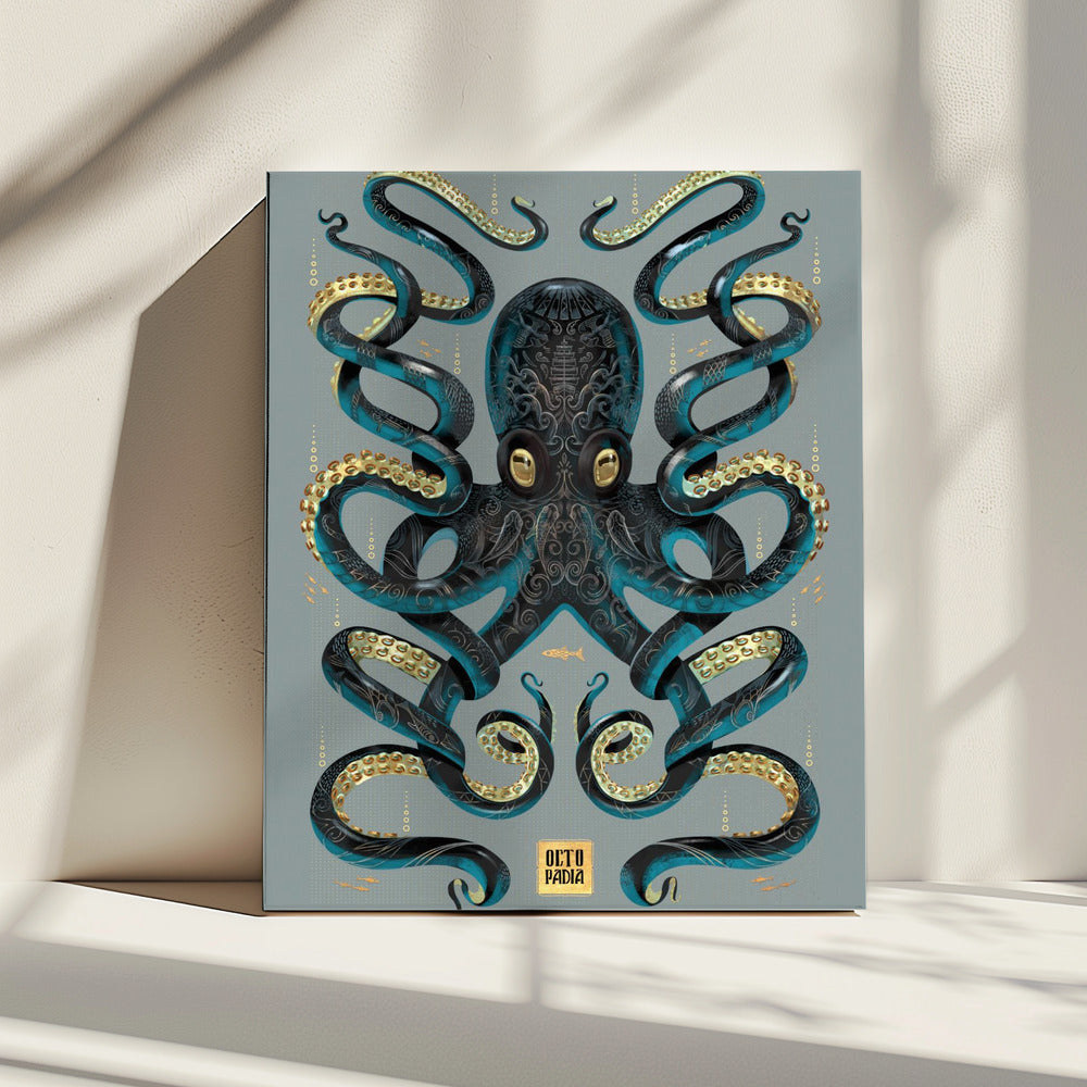 Octopus Zwart & Goud | Canvas