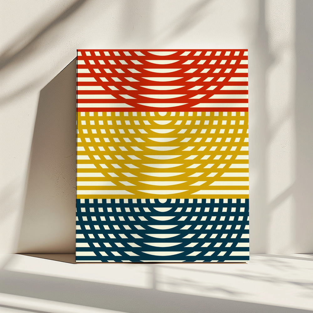Driekleurige golven | Canvas