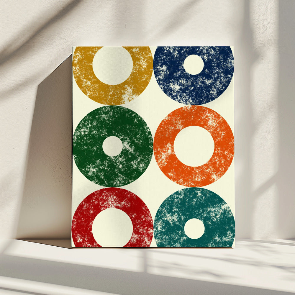Kleurrijke cirkels rij | Canvas