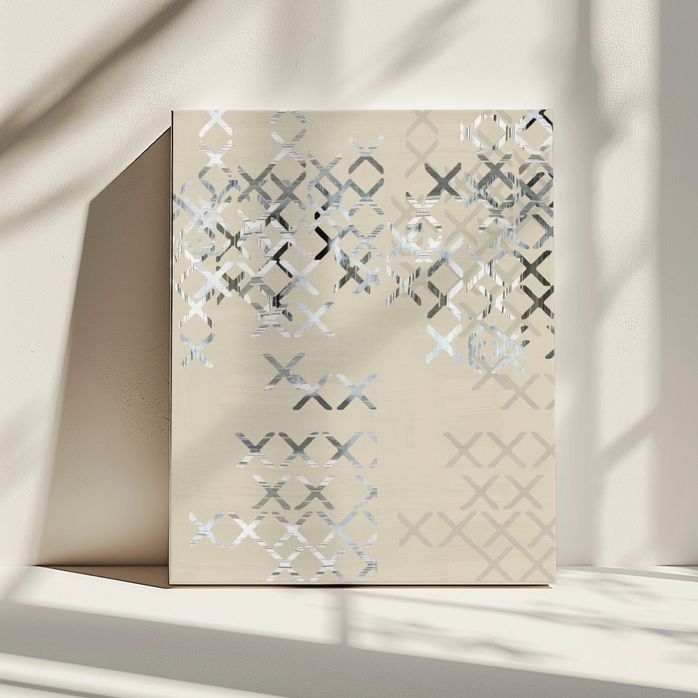 Minimalistische X'en en O'en Zwart-wit compositie 2 | Canvas