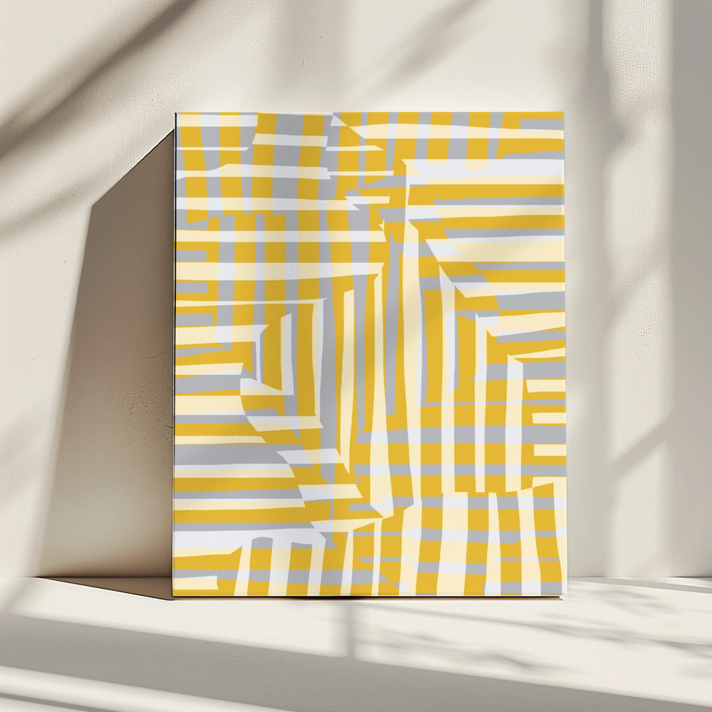 Gele lijn en streep met grijze variatie | Canvas