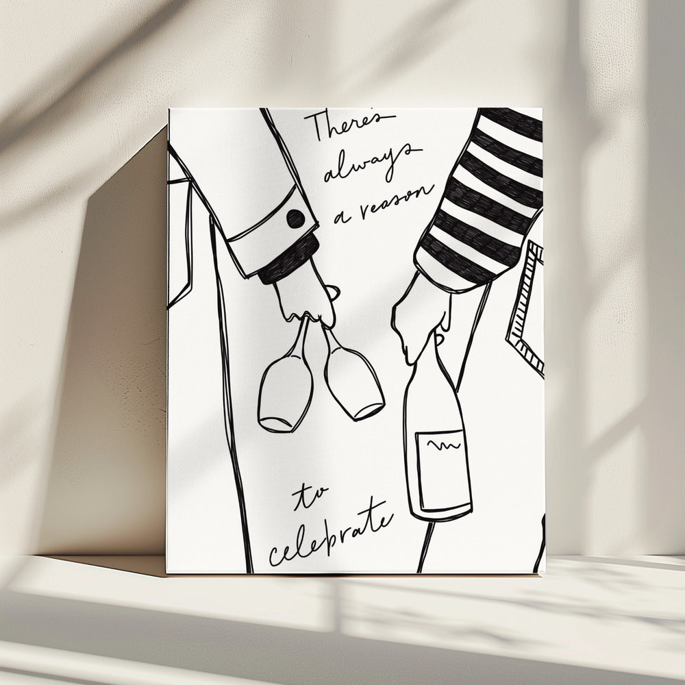 Vrouw met wijnfles en wijnglas (zwart-wit) - Wijn Vin Femme Noir et Blanc | Canvas
