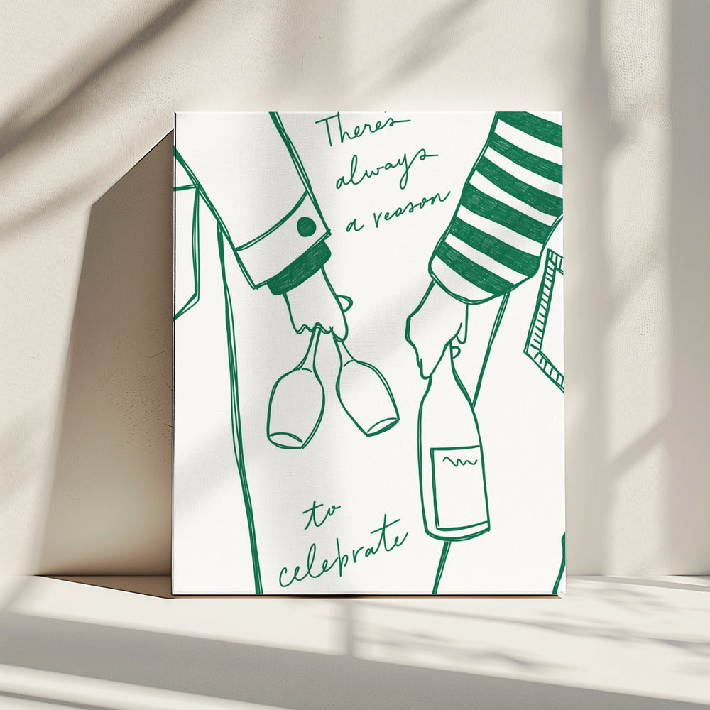 Vrouw met wijnfles en wijnglas (groen) - Wine Vin Femme Vert | Canvas