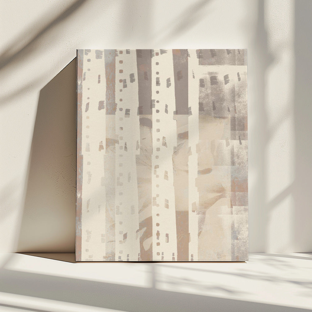 Neutraal abstract patroon in licht terracotta, taupe en wit. | Canvas