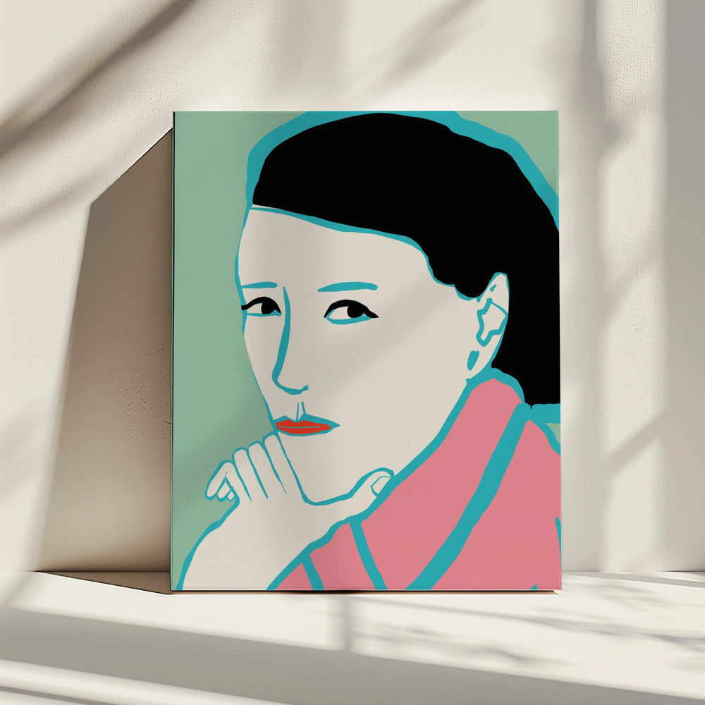 Vrouw kijkt | Canvas