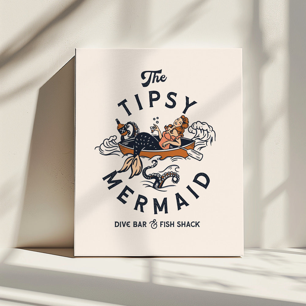 Tipsy Mermaid Dive Bar Zeemeermin Kunst | Canvas