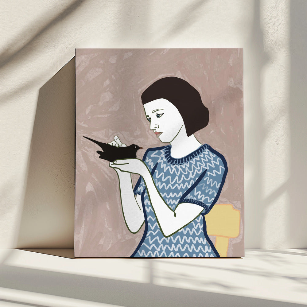 Vogelvrouw zittend | Canvas