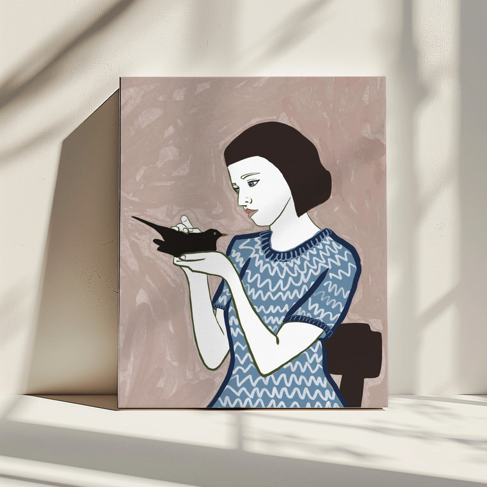 Vogelvrouw zittend | Canvas