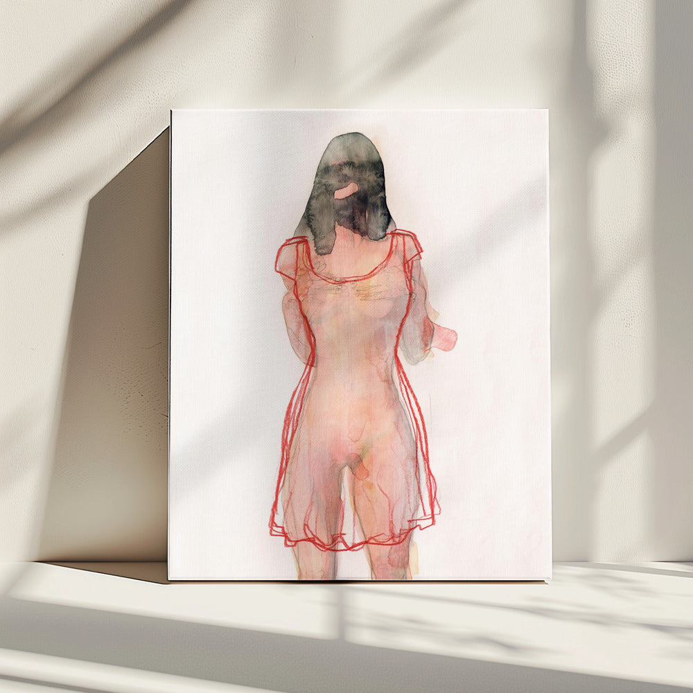 Figuurstudie (rode jurk) | Canvas