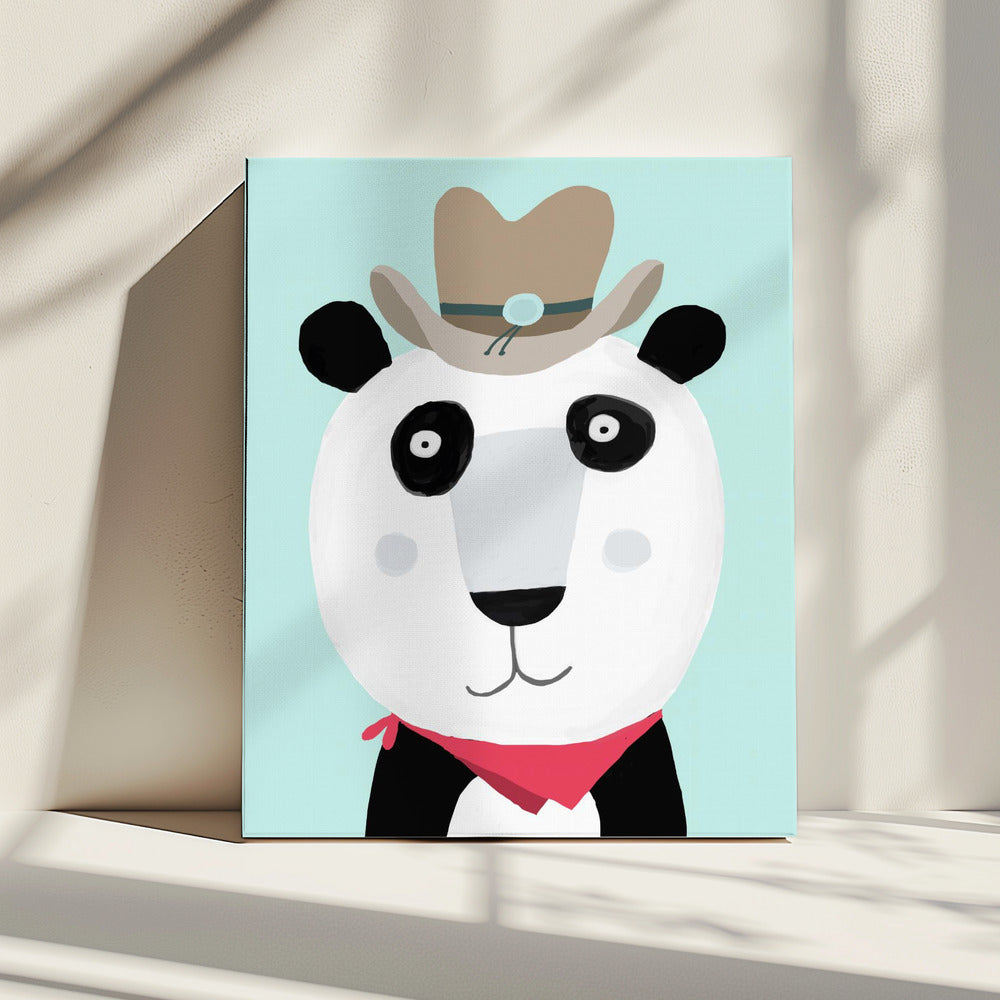 Grappige panda met cowboyhoed van kunstenaar Carla Daly | Canvas