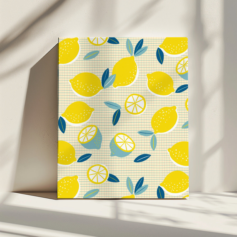 Verse citroenen geruit zonnig | Canvas