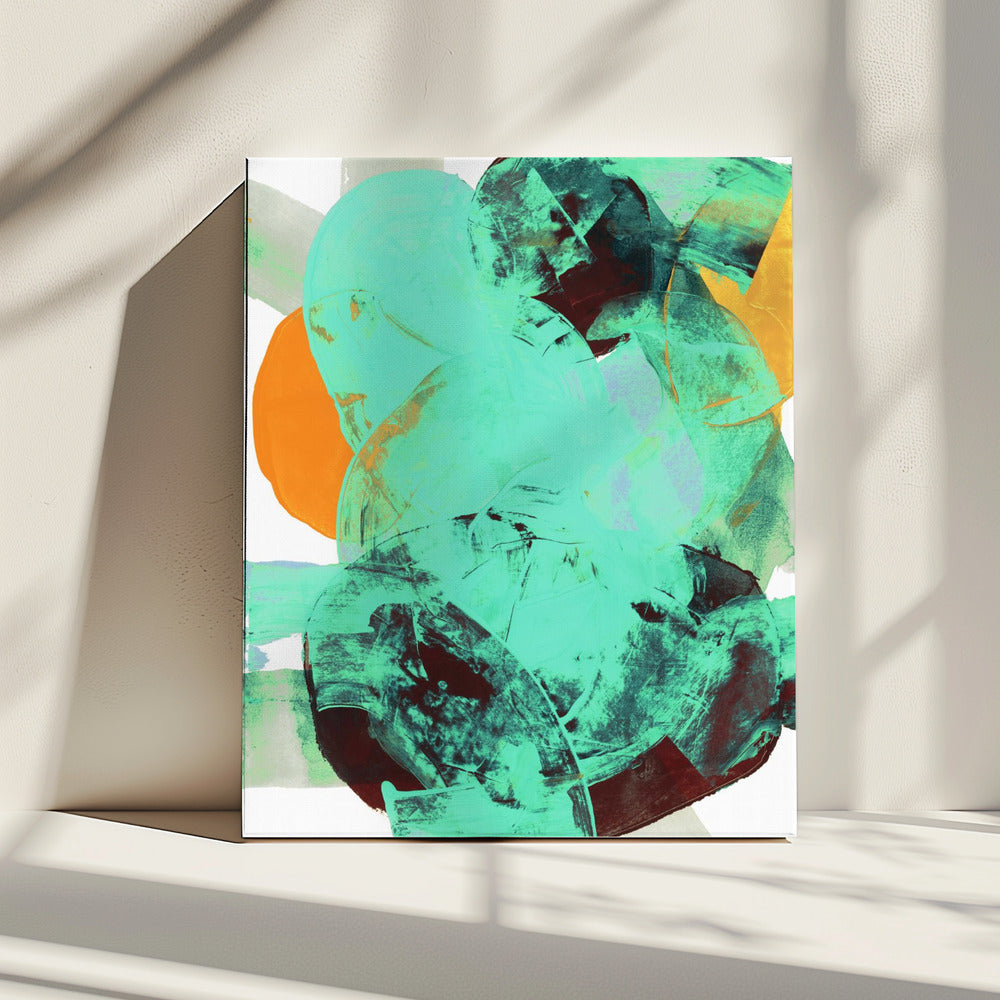 Aqua Teal Burgandy Oranje Neutraal Wit Abstract 1 | Canvas
