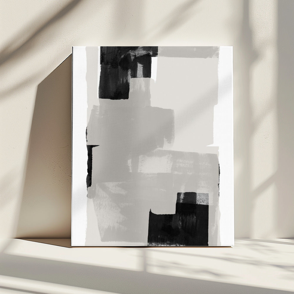 Zwart-wit abstracte compositie nr. 3 | Canvas
