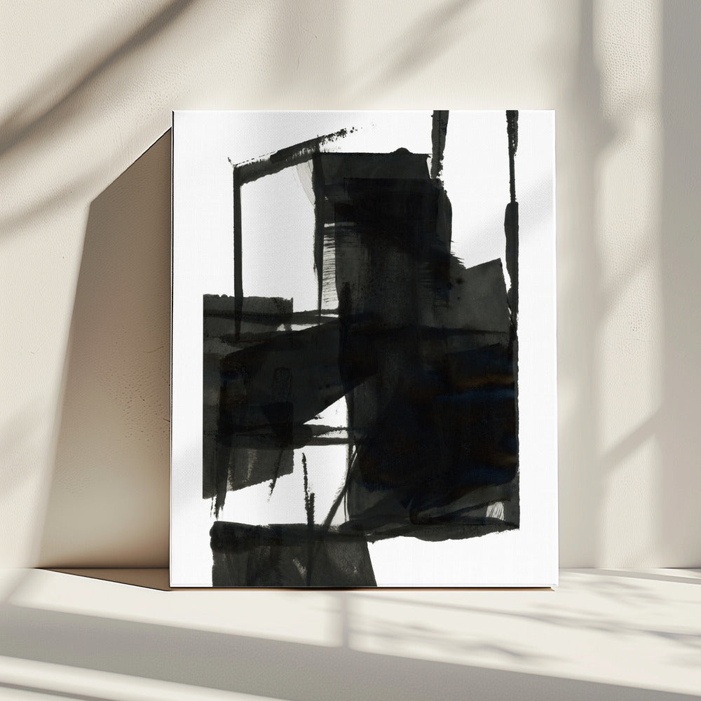 Zwart-wit abstracte compositie nr. 4 | Canvas