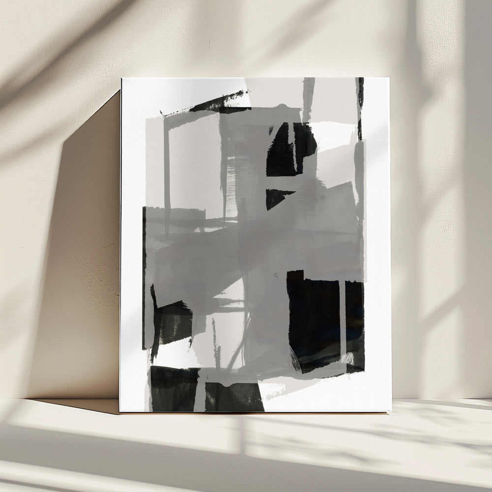 Zwart-wit abstracte compositie nr. 5 | Canvas