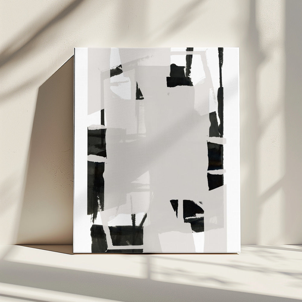 Zwart-wit abstracte compositie nr. 6 | Canvas