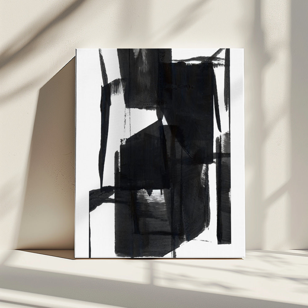 Zwart-wit abstracte compositie nr. 7 | Canvas