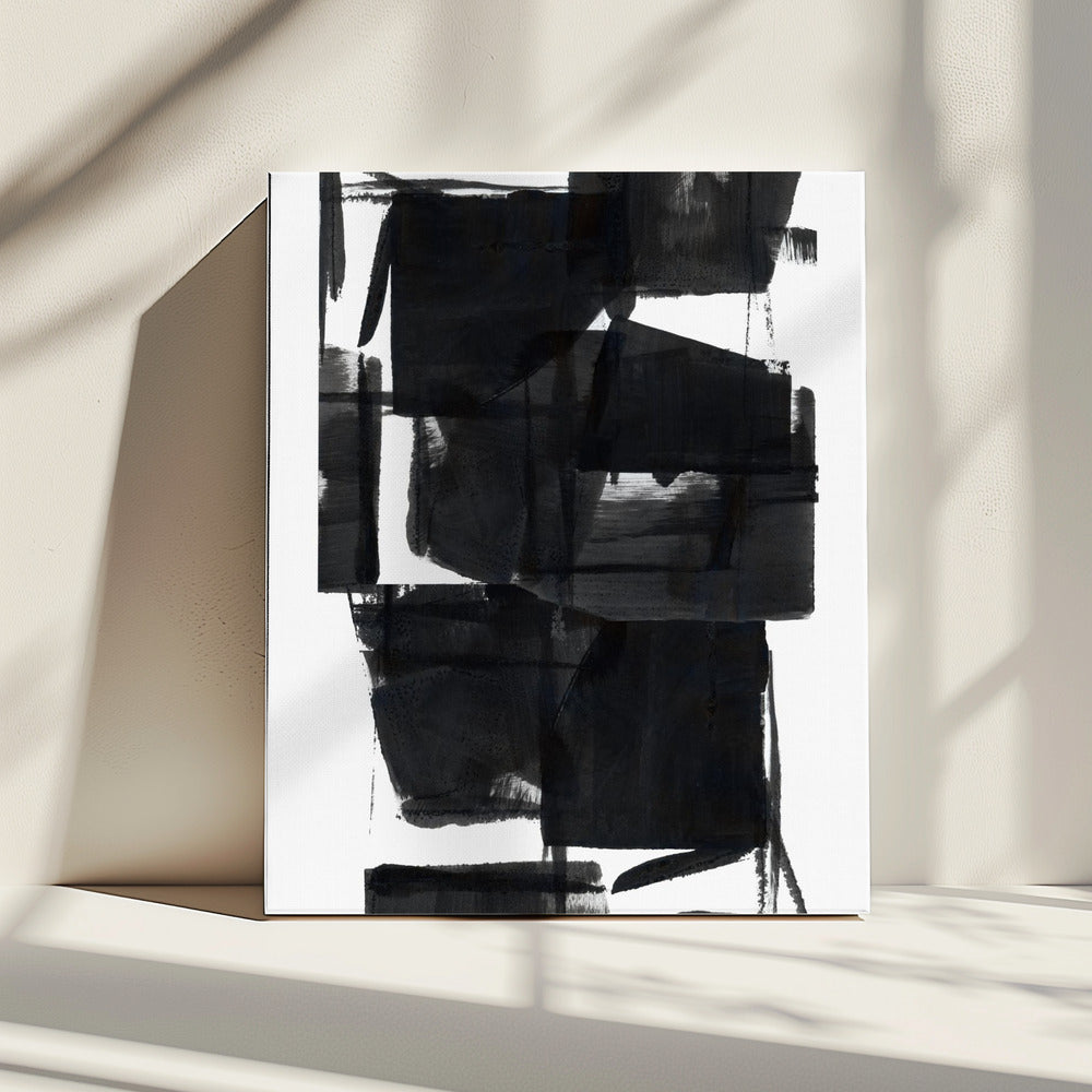Zwart-wit abstracte compositie nr. 8 | Canvas