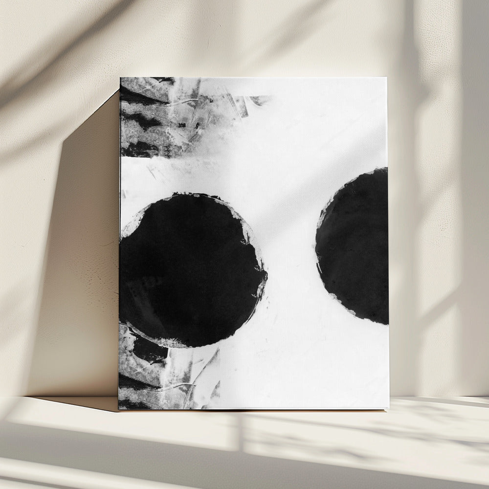 Zwart-witte abstracte stippen 3 | Canvas