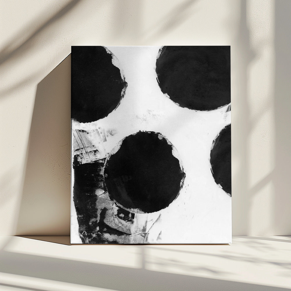 Zwart-witte abstracte stippen 4 | Canvas