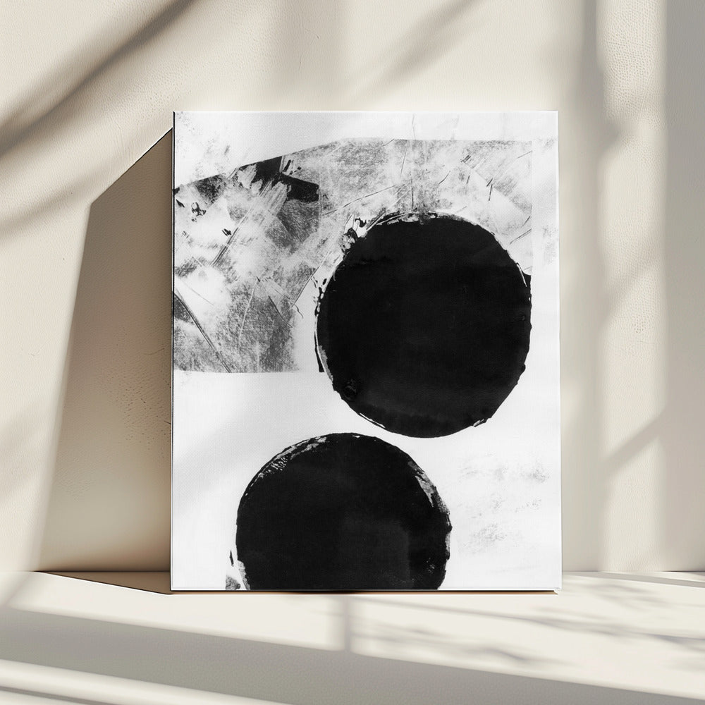 Zwart-witte abstracte stippen 5 | Canvas
