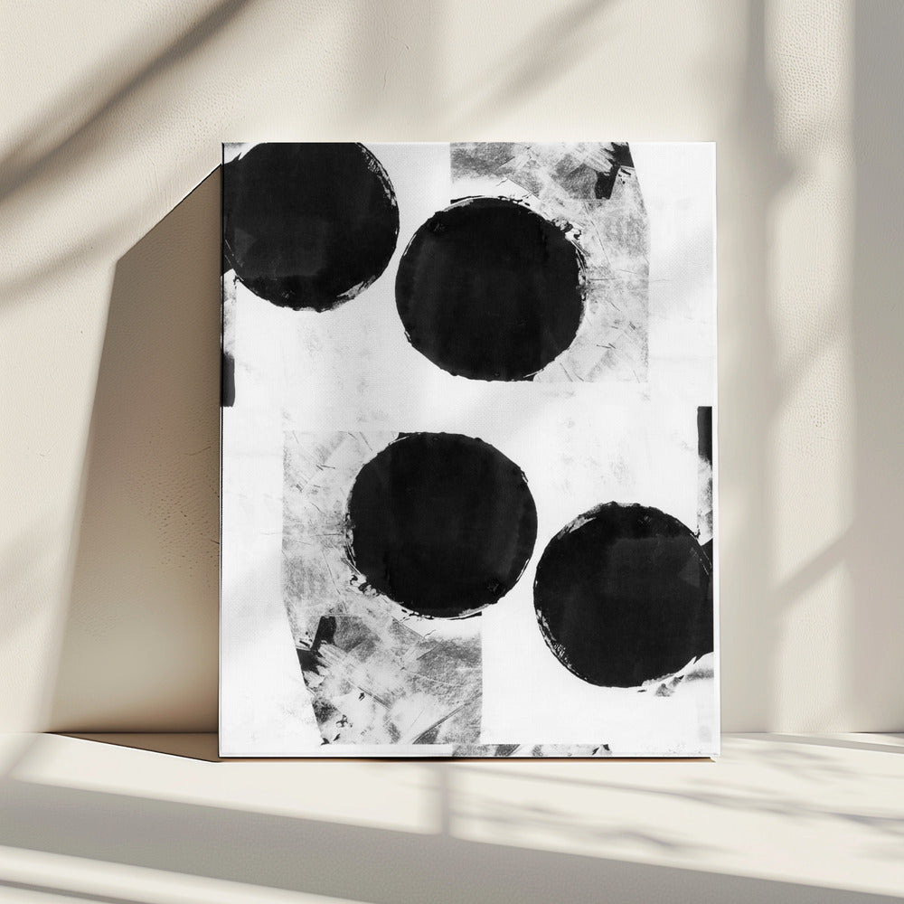 Zwart-witte abstracte stippen 6 | Canvas