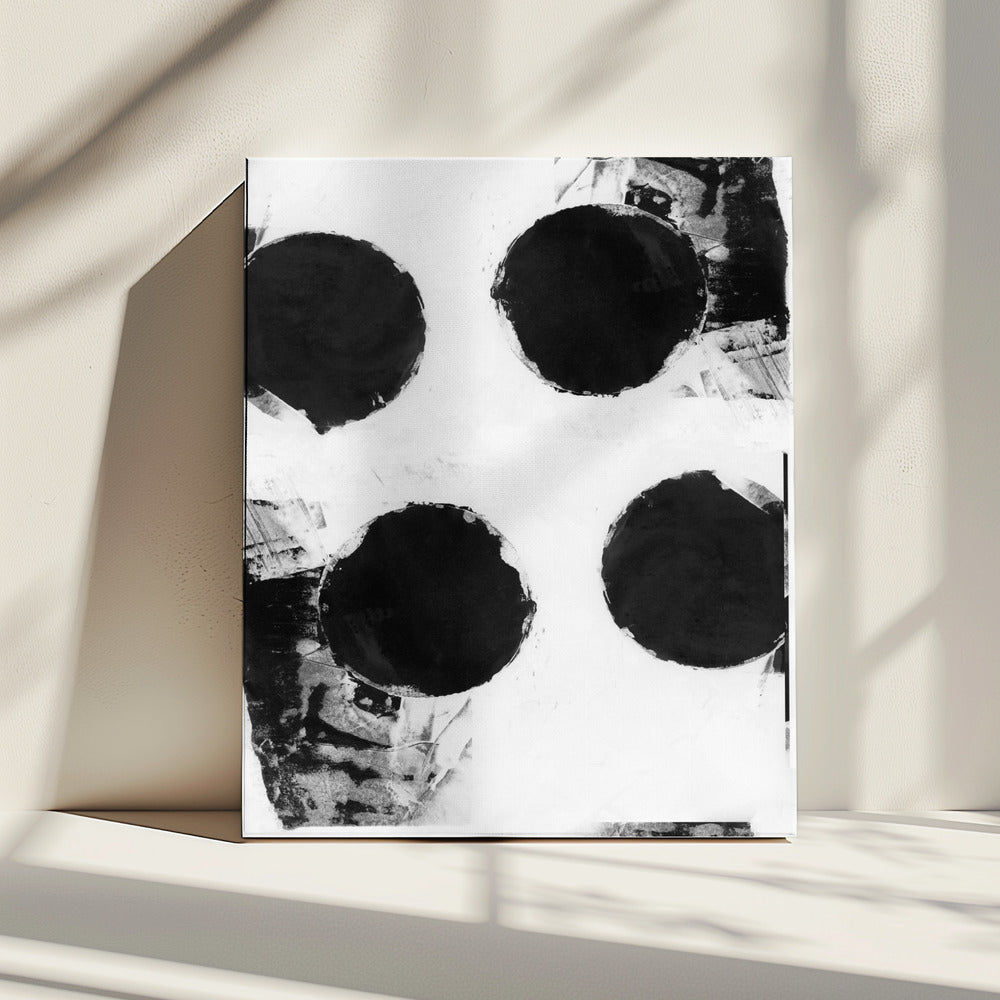Zwart-witte abstracte stippen 7 | Canvas
