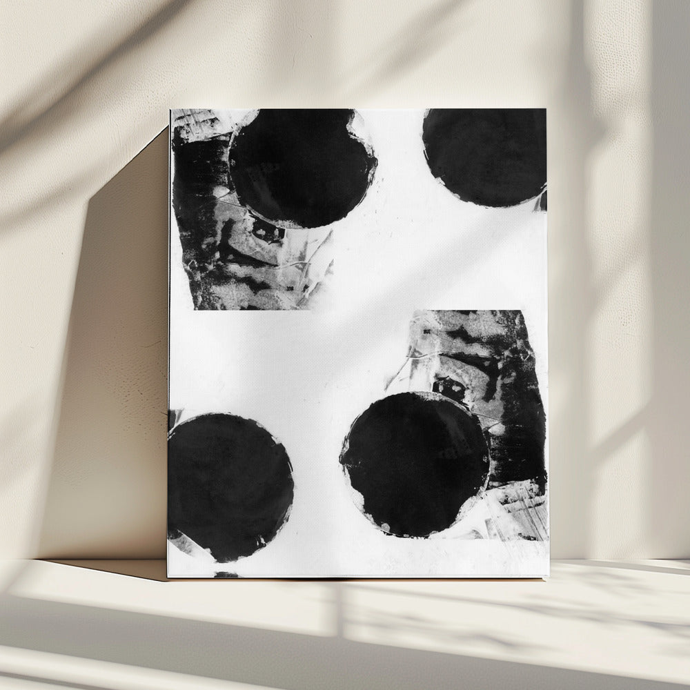 Zwart-witte abstracte stippen 8 | Canvas