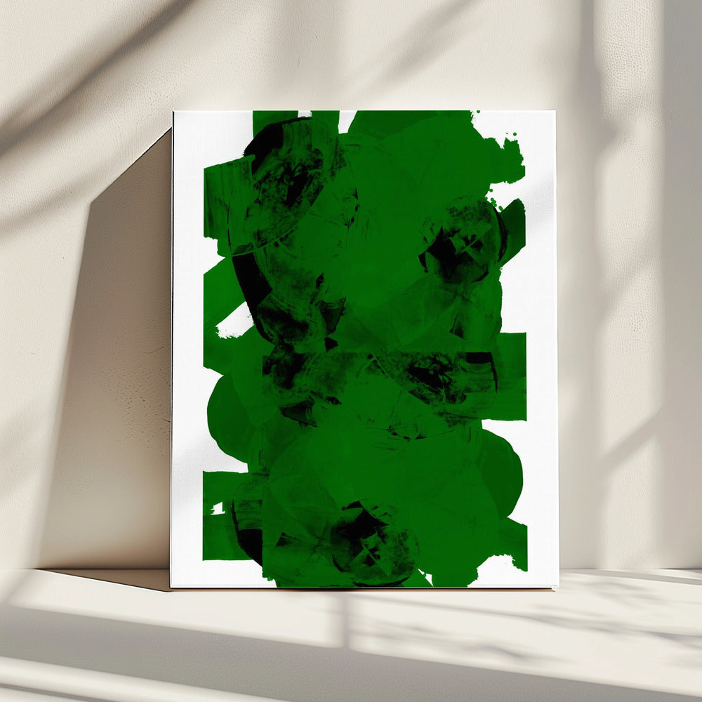 Groen en zwart abstracte compositie nr. 1 | Canvas