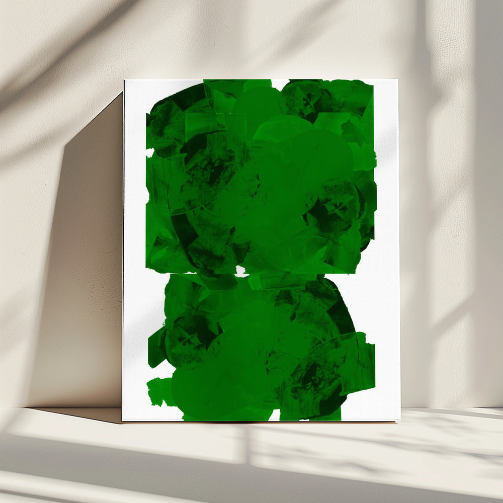 Groen en zwart abstracte compositie nr. 2 | Canvas