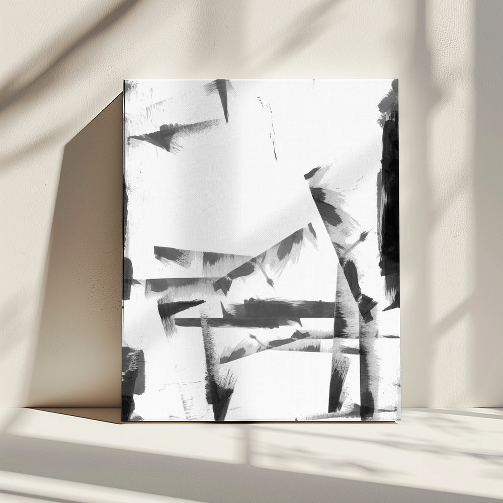 Minimaal zwart-wit abstract 4 | Canvas