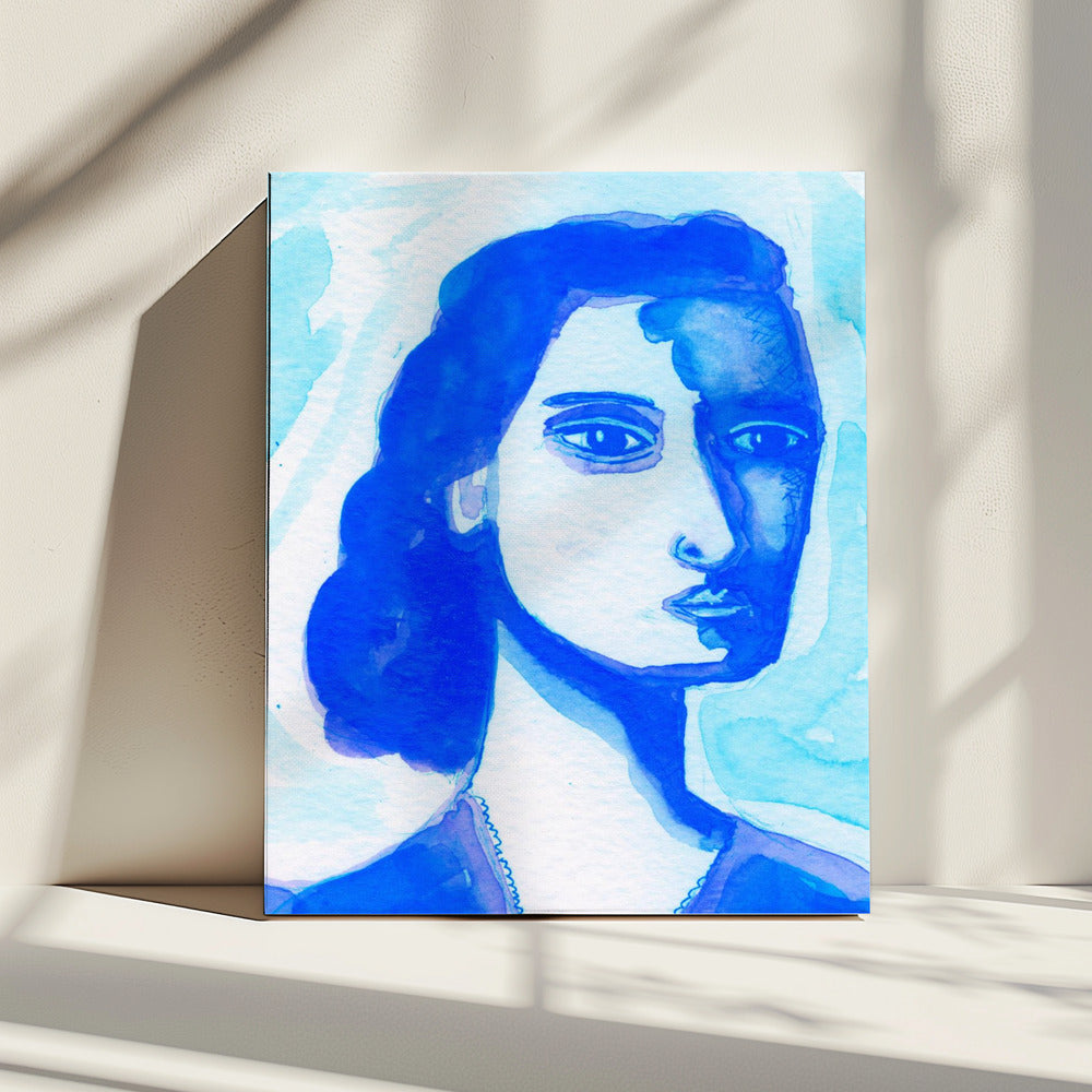 De diepe denker blauw | Canvas