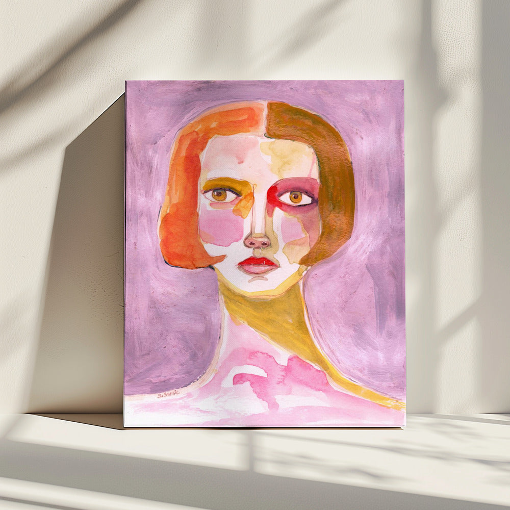 Dame met bobkapsel Mauve Lila | Canvas