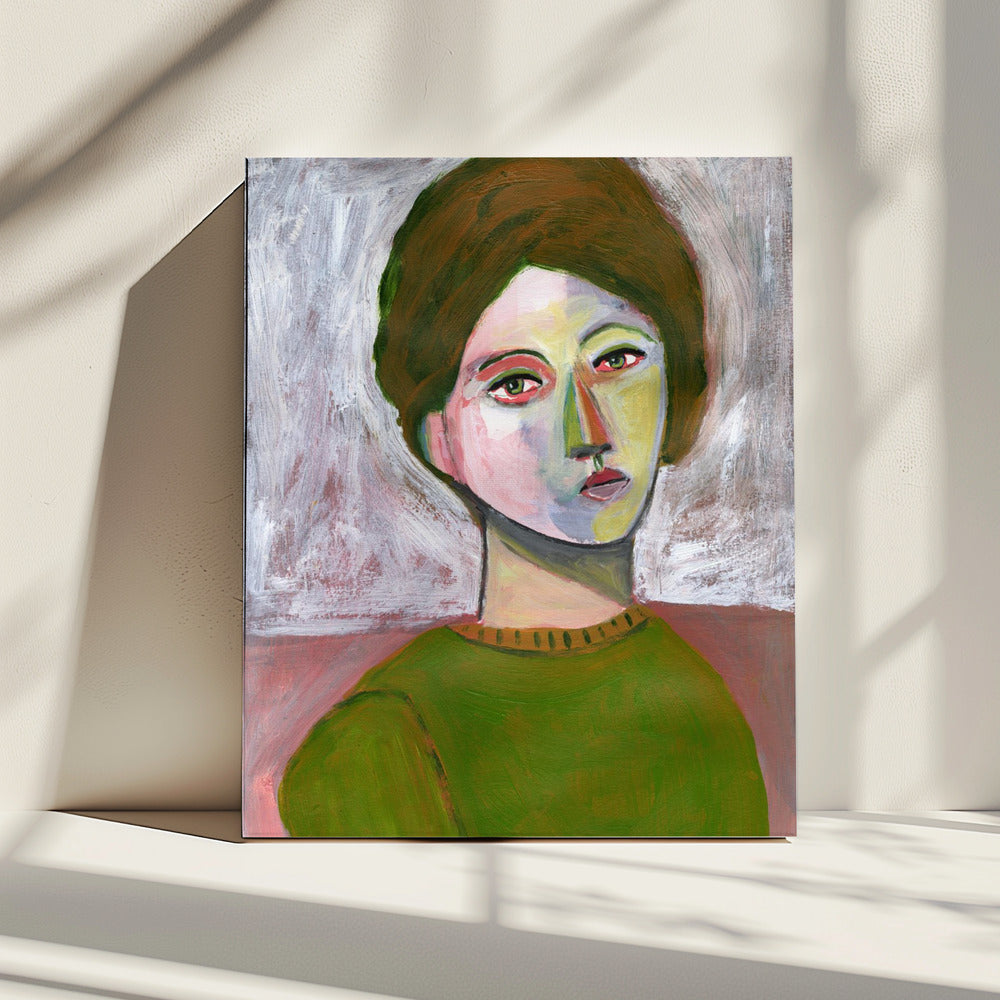 De vrouw in de groene trui | Canvas