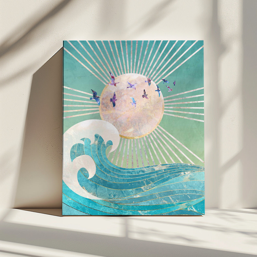 Zonsondergang Gouden Oceaan Turquoise | Canvas