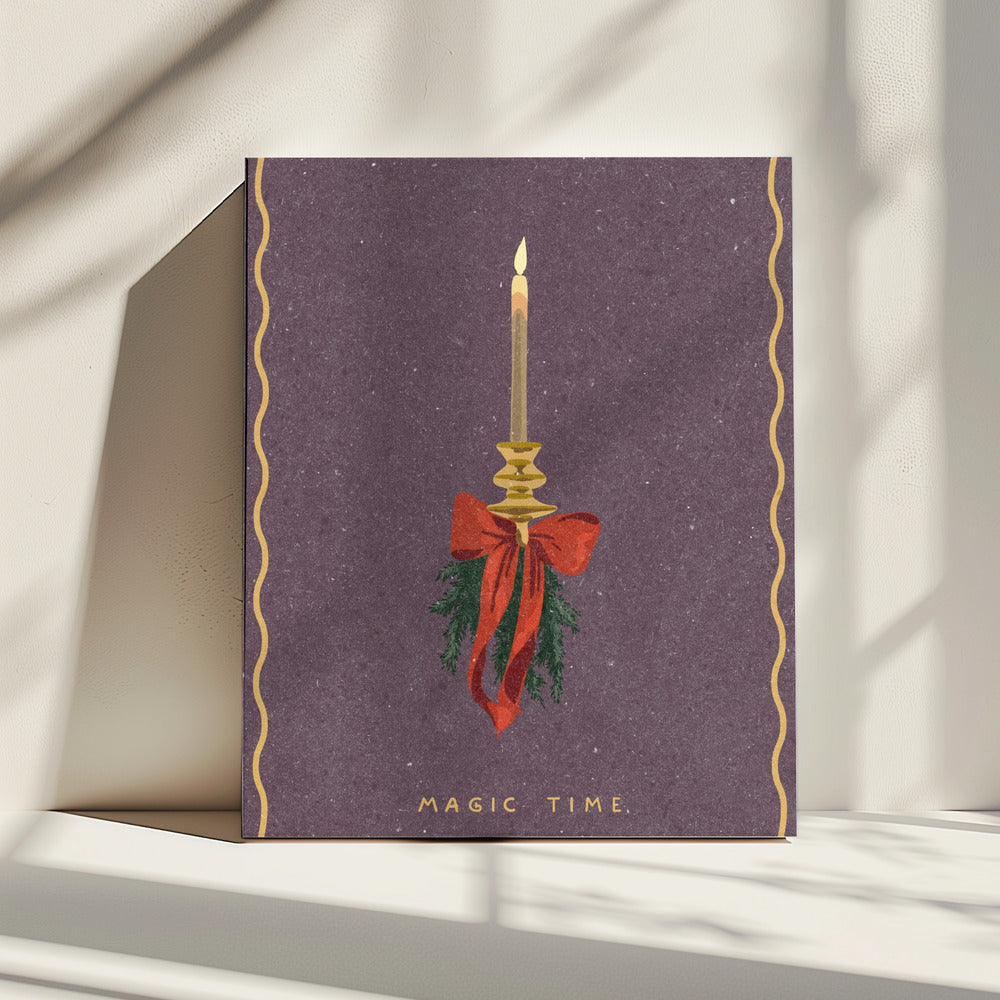 Kaars met strik en sparrentakjes | Canvas