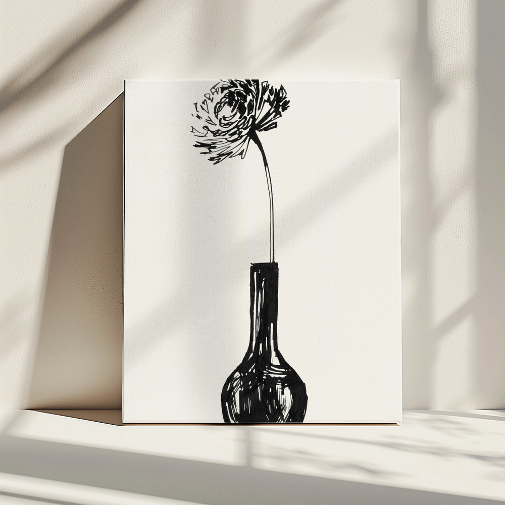 Bloem in een vaas inktschets | Canvas
