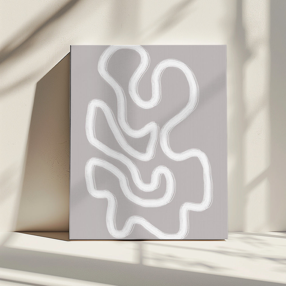 Abstracte kunst met vloeiende witte lijnen | Canvas